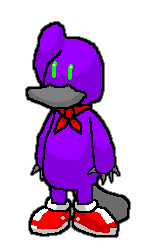 He's a purple duck man!